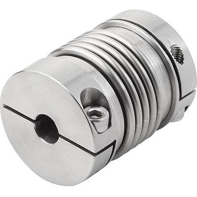 Kipp Metallbalgkupplung Mit Radialer Klemmnabe Gr.45, D1=14, D2=14, L=41, Edelstahl, Komp:Edelstahl, D4=32,5 Kipp Metallbalgkupplung Mit Radialer Klemmnabe Gr.45, D1=14, D2=14, L=41, Edelstahl, Komp:Edelstahl, D4=32,5