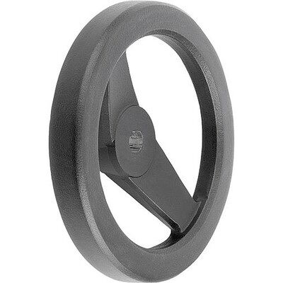 Kipp 2-Speichenhandrad D1=200 Passbohrung D2=18h7, Aluminium, Schwarz Pulverbeschichtet, Ohne Griff Kipp 2-Speichenhandrad D1=200 Passbohrung D2=18h7, Aluminium, Schwarz Pulverbeschichtet, Ohne Griff
