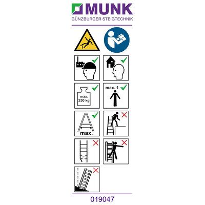 Günzburger Steigtechnik MUNK Produktaufkleber - 250 kg Tragfähigkeit Günzburger Steigtechnik MUNK Produktaufkleber - 250 kg Tragfähigkeit