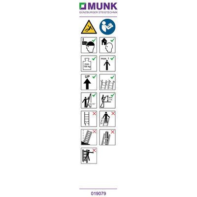 Günzburger Steigtechnik MUNK Produktaufkleber Sprossen-Anlegeleiter über 3m - ladder Günzburger Steigtechnik MUNK Produktaufkleber Sprossen-Anlegeleiter über 3m - ladder