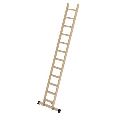 Munk Günzburger Steigtechnik Stufen-Anlegeleiter Holz, Mit Traverse, 12 Stufen Munk Günzburger Steigtechnik Stufen-Anlegeleiter Holz, Mit Traverse, 12 Stufen