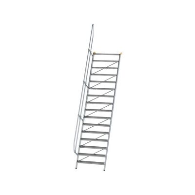 Munk Günzburger Steigtechnik Alutreppe 16 Stufen, 60°, Breite 1000mm, Einseitiger Handlauf, Stufentiefe 200mm Munk Günzburger Steigtechnik Alutreppe 16 Stufen, 60°, Breite 1000mm, Einseitiger Handlauf, Stufentiefe 200mm