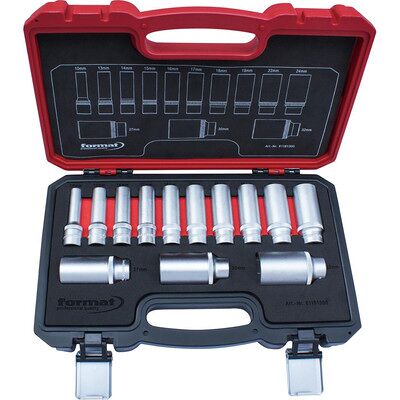 Format Steckschlüsseleinsatz- Satz 12-Kant 1/2" 10-32mm 13-Teilig Format Steckschlüsseleinsatz- Satz 12-Kant 1/2" 10-32mm 13-Teilig