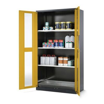 Asecos Chemikalienschrank Systema Cs-103g, Korpus Anthrazit, Gelb, 3 Einlegeböden Und Bodenwanne Asecos Chemikalienschrank Systema Cs-103g, Korpus Anthrazit, Gelb, 3 Einlegeböden Und Bodenwanne