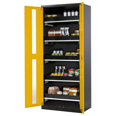 Asecos Chemikalienschrank Systema-T Cs-85g, Korpus Anthrazit, Flügeltüren Gelb, 5 Tablarauszüge Asecos Chemikalienschrank Systema-T Cs-85g, Korpus Anthrazit, Flügeltüren Gelb, 5 Tablarauszüge
