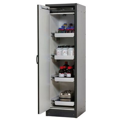 Asecos Feuerbeständiger Gefahrstoffschrank Basis-Line, Anthrazit/rot, 4 Auszugswannen, Typ 30-64l Asecos Feuerbeständiger Gefahrstoffschrank Basis-Line, Anthrazit/rot, 4 Auszugswannen, Typ 30-64l