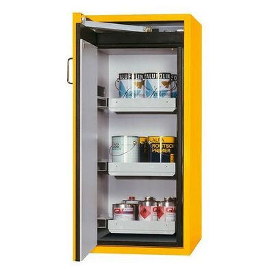 Asecos Feuerbeständiger Gefahrstoffschrank Edition, 3 Auszugswannen,Tür Links, Gelb, Höhe 1300 Mm Asecos Feuerbeständiger Gefahrstoffschrank Edition, 3 Auszugswannen,Tür Links, Gelb, Höhe 1300 Mm