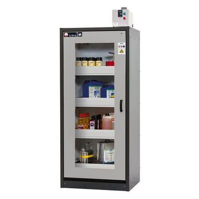 Asecos Gefahrstoffschrank Basis-Line, 4 Auszugswannen, Glastür, Anthrazit/grau Typ 30-94, Asecos Gefahrstoffschrank Basis-Line, 4 Auszugswannen, Glastür, Anthrazit/grau Typ 30-94,