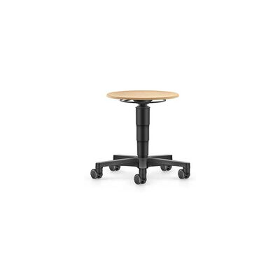 Bimos Allround Hocker, Sitzfläche Aus Buche Natur Mit 400 Mm Durchmesser, Kunststoff-Fußkreuz Mit Rollen, Sitzhöhe Von 450-650 Mm Bimos Allround Hocker, Sitzfläche Aus Buche Natur Mit 400 Mm Durchmesser, Kunststoff-Fußkreuz Mit Rollen, Sitzhöhe Von 450-650 Mm