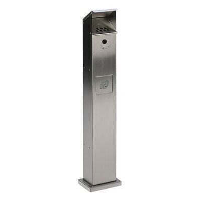 Var Gmbh Ascher-Abfall-Standsäule Aus Verzinktem Stahlblech, Mit Selbstschließender Einwurfklappe, Silber Var Gmbh Ascher-Abfall-Standsäule Aus Verzinktem Stahlblech, Mit Selbstschließender Einwurfklappe, Silber