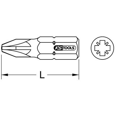 Kstools 1/4" Tin Bit, 25mm, Pz3, 5er Pack Kstools 1/4" Tin Bit, 25mm, Pz3, 5er Pack
