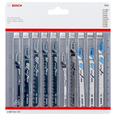 Bosch 10-Tlg. Stichsägeblatt-Set Für Wood And Metal, T-Schaft Bosch 10-Tlg. Stichsägeblatt-Set Für Wood And Metal, T-Schaft