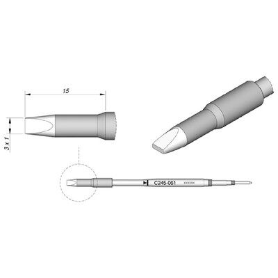 Jbc Lötspitze Serie C245 Meißelform, C245061/3,0 X 1,0mm, Gerade Jbc Lötspitze Serie C245 Meißelform, C245061/3,0 X 1,0mm, Gerade