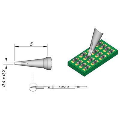 JBC C105117/0,4x0,2mm - Lötspitze für Kleine Komponenten JBC C105117/0,4x0,2mm - Lötspitze für Kleine Komponenten