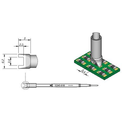 Jbc Smd-Entlötspitze Serie C245, C245018/3,5mm, Für Chip-Komponenten Jbc Smd-Entlötspitze Serie C245, C245018/3,5mm, Für Chip-Komponenten