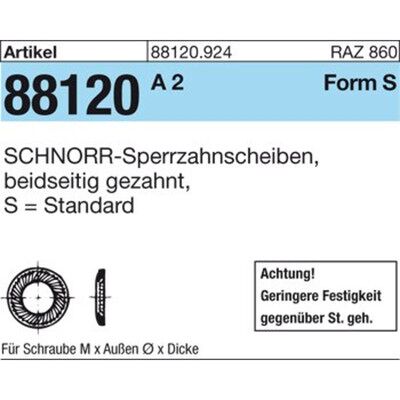 Schnorr - 88120 - S 20 K - Federstahl Scheibe Schnorr - 88120 - S 20 K - Federstahl Scheibe