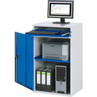 RAU Computer Workstation Cabinet - Verstellbare Ablage, Hellgrau / Enzianblau RAU Computer Workstation Cabinet - Verstellbare Ablage, Hellgrau / Enzianblau