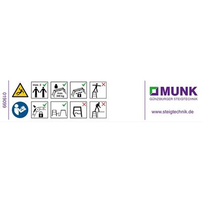 Munk Günzburger Steigtechnik Aufkleber Bedienungsanleitung F. Arbeitsdiele, Podesttreppe Munk Günzburger Steigtechnik Aufkleber Bedienungsanleitung F. Arbeitsdiele, Podesttreppe