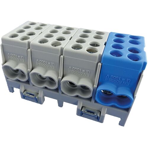 Pollmann Hauptleitungs-Abzweigklemme - 3x grau, 1x blau 8x Eingang 25 mm² / 8x Ausgang 25 mm²