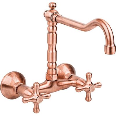 Evenes Zweigriff-Wandspültischmischer Retro, Ausladung 235 mm, Kupfer - 93 207 90 Evenes Zweigriff-Wandspültischmischer Retro, Ausladung 235 mm, Kupfer - 93 207 90