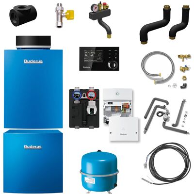 Buderus GB212 Logaplus Gas-Brennwert Heizungspaket K59 mit liegendem Warmwasserspeicher L200, Regelgerät & Zubehör - 15 kW - 7739610424 Buderus GB212 Logaplus Gas-Brennwert Heizungspaket K59 mit liegendem Warmwasserspeicher L200, Regelgerät & Zubehör - 15 kW - 7739610424