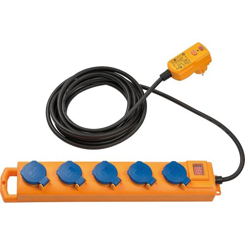 Brennenstuhl 5-fach Steckdose mit FI-Stecker 30 mA IP54, H07RN-F 3G1.5, m. Klappdeckel - 5m