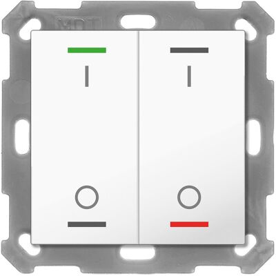 MDT Taster Light 55 2-fach, RGBW, mit Temperatursensor, Reinweiß glänzend, Schalten MDT Taster Light 55 2-fach, RGBW, mit Temperatursensor, Reinweiß glänzend, Schalten