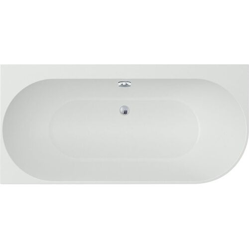 Evenes Eck-Badewanne Arnon 1660 x 580 x 800 mm Rundnung rechts ohne Ablaufganitur mit Überlaufloch, Acryl, weiß
