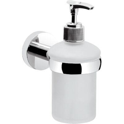Evenes Seifenspender Eight 150 ml mit Wandhalter, Messing verchromt, Glas satiniert - 93 920 23 Evenes Seifenspender Eight 150 ml mit Wandhalter, Messing verchromt, Glas satiniert - 93 920 23