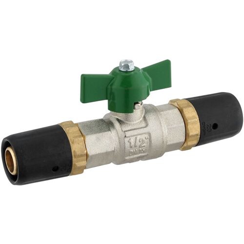 Pipetec Steck-Kugelhahn 20 x 2 mm für Trinkwasser - Flügelgriff grün für Mehrschicht-Verbundrohr