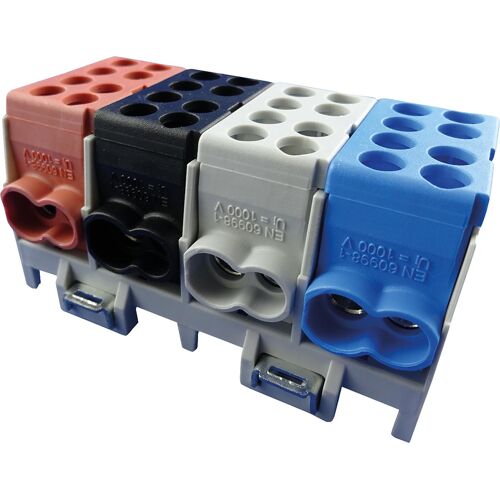 Pollmann Hauptleitungs-Abzweigklemme 1x braun, schwarz, grau, blau 8x Eingang 25 mm² / 8x Ausgang 25 mm²