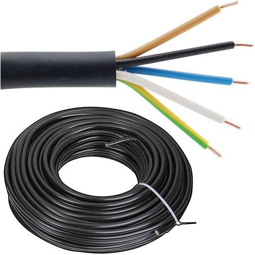 XBK Kabel Erdleitung / Starkstromkabel 0,6/1kV NYY-J 5 x 2,5 mm² - Farbe schwarz - Rolle je 50 m ** 1m/2,45 EUR