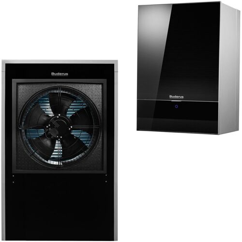Buderus Luft-Wasser-Wärmepumpe Logatherm WLW196i-14 IR B bivalent mit integriertem Mischer zur Kesseleinbindung, schwarz - 7739610132