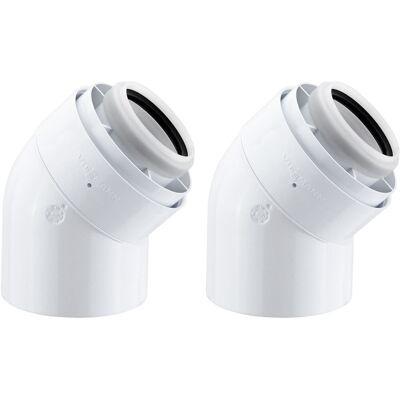 Viessmann AZ-Bogen 45 Grad, 2 Stück, Ø 80/125 mm, Kunststoff (PPs) / Aluminiumblech, weiß - 7194324 Viessmann AZ-Bogen 45 Grad, 2 Stück, Ø 80/125 mm, Kunststoff (PPs) / Aluminiumblech, weiß - 7194324