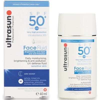 Ultrasun Gesichtsfluid Aufhellend, Gegen Flecken & Gegen Umweltverschmutzung SPF 50+ (40 ml) Ultrasun Gesichtsfluid Aufhellend, Gegen Flecken & Gegen Umweltverschmutzung SPF 50+ (40 ml)