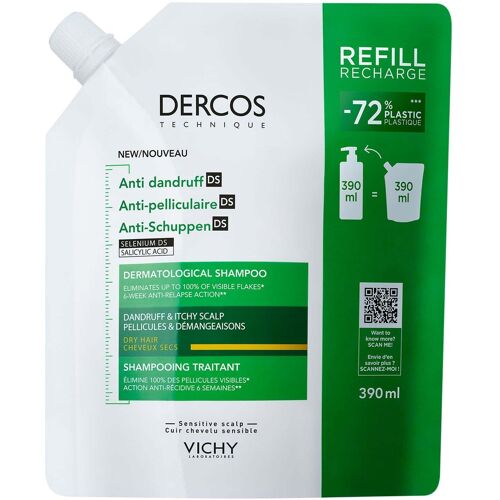Vichy Dercos Anti-Dandruff Dermatological Shampoo for Dry Hair Refill 390ml