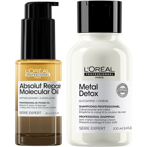 L'Oréal Professionnel Mini Protect & Repair Set: Metal Detox Clarifying Shampoo 100ml & Absolut Repair Molecular Hair Oil