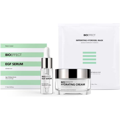 BIOEFFECT Icons Set including EGF Serum, Hydrating Cream 50ml and Imprinting Hydrogel Mask 25g