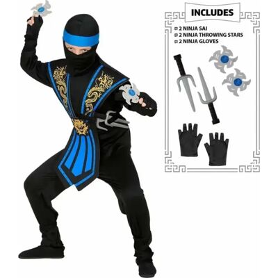 WIDMANN Kinderkostüm Kombat Ninja mit Waffenset schwarz/blau Größe 128 / 5-7 Jahre WIDMANN Kinderkostüm Kombat Ninja mit Waffenset schwarz/blau Größe 128 / 5-7 Jahre