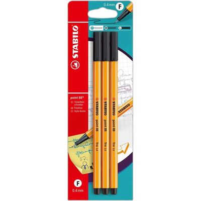 STABILO Point 88 Fineliner Schwarz - 3 Stück STABILO Point 88 Fineliner Schwarz - 3 Stück