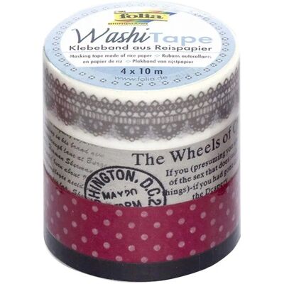 Folia Washi Tape Klebeband Vintage 4 Stück Folia Washi Tape Klebeband Vintage 4 Stück