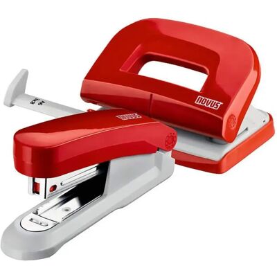 Novus Schreibtisch-Accessoire Set Hefter E15 Locher E210 rot glänzend Novus Schreibtisch-Accessoire Set Hefter E15 Locher E210 rot glänzend