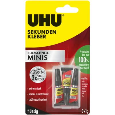 UHU 3er Set Sekundenkleber Minis flüssig mit Box 3g UHU 3er Set Sekundenkleber Minis flüssig mit Box 3g