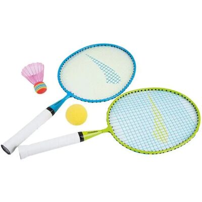 Hudora Federballset Kids farbig im Netz Hudora Federballset Kids farbig im Netz