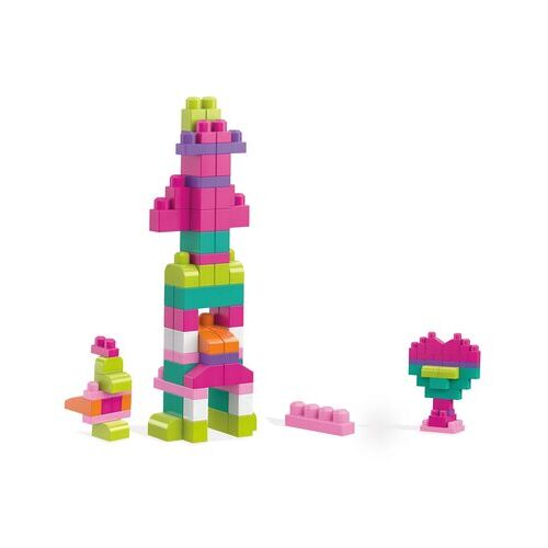 Mega Bloks Bausteine-Beutel pink (60 Teile), Steck-Bausteine Kinder, Bauklötze