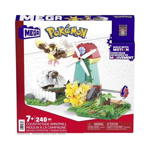 Mattel MEGA Pokémon Windmühlen-Farm mit Pickachu, Konstruktions-Spielzeug mit Figuren