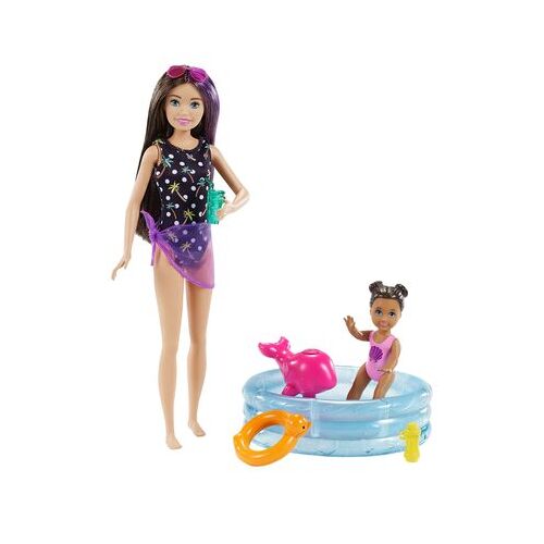 Barbie Skipper Babysitter Puppe, Spielset mit Baby-Puppe und Pool