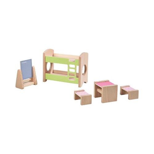 HABA 303836 Little Friends – Puppenhaus-Möbel Kinderzimmer für Geschwister