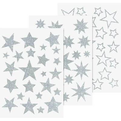 BRUNNEN Fenster Sticker Sterne 210 x 297 mm glitter-silber 3 Blatt BRUNNEN Fenster Sticker Sterne 210 x 297 mm glitter-silber 3 Blatt