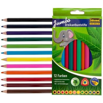 Idena Jumbo Buntstifte in ergonomischer Dreieckform, 36 Stück in 12 verschiedenen Farben Idena Jumbo Buntstifte in ergonomischer Dreieckform, 36 Stück in 12 verschiedenen Farben